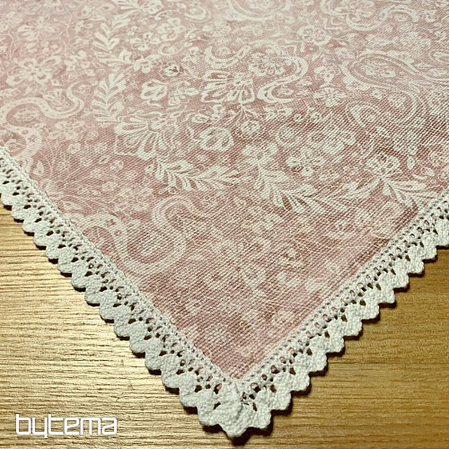 Tovaglia rosa antico con pizzo 70x70