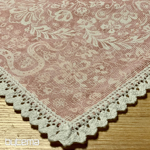Tovaglia rosa antico con pizzo 70x70