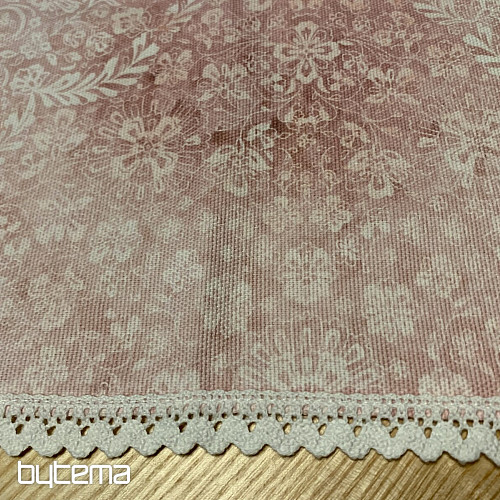 Tovaglia rosa antico con pizzo 70x70