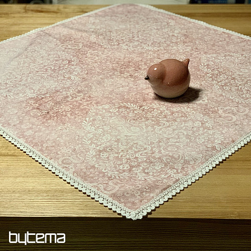 Tovaglia rosa antico con pizzo 70x70
