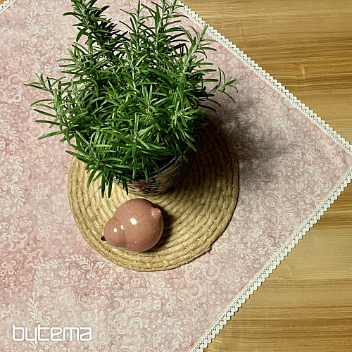 Tovaglia rosa antico con pizzo 70x70
