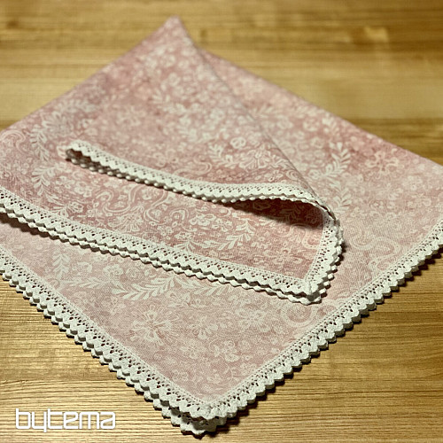 Tovaglia rosa antico con pizzo 70x70