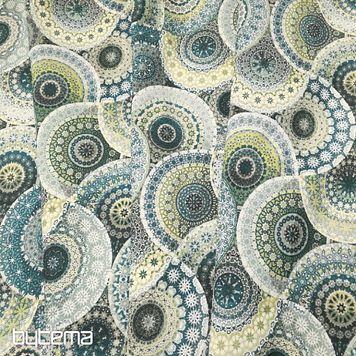 Tessuto decorativo MANDALA blu verde