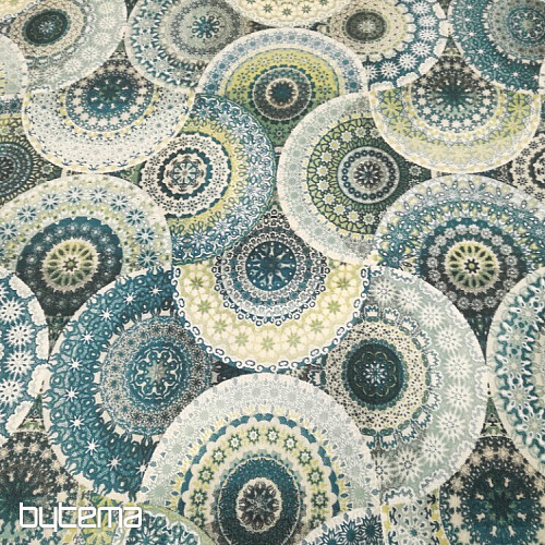 Tessuto decorativo MANDALA blu verde
