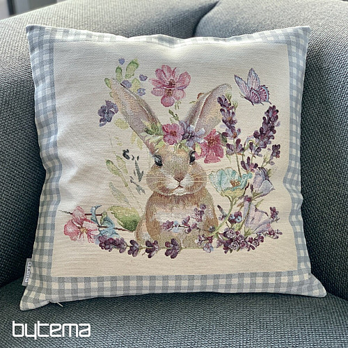 Fodera per cuscino Tapestry BUNNY IN A FRAME a quadri grigi