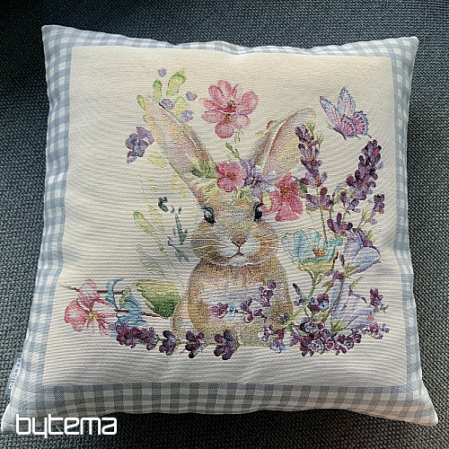 Fodera per cuscino Tapestry BUNNY IN A FRAME a quadri grigi