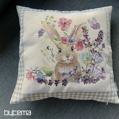 Fodera per cuscino Tapestry BUNNY IN A FRAME beige a quadri