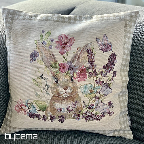 Fodera per cuscino Tapestry BUNNY IN A FRAME beige a quadri