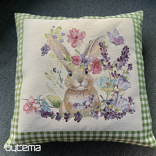 Fodera per cuscino Tapestry BUNNY IN A FRAME a quadri verdi