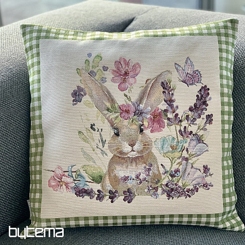 Fodera per cuscino Tapestry BUNNY IN A FRAME a quadri verdi