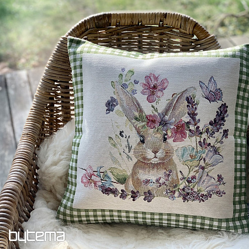 Fodera per cuscino Tapestry BUNNY IN A FRAME a quadri verdi
