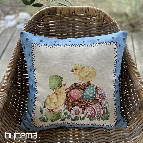 Fodera per cuscino gobelin PASQUA PULCINO struttura blu