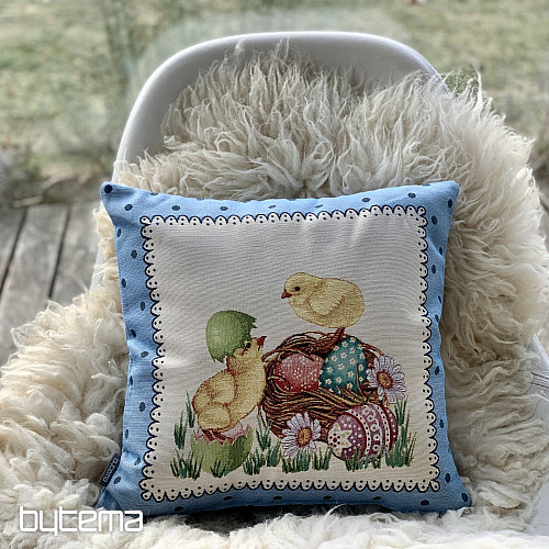 Fodera per cuscino gobelin PASQUA PULCINO struttura blu