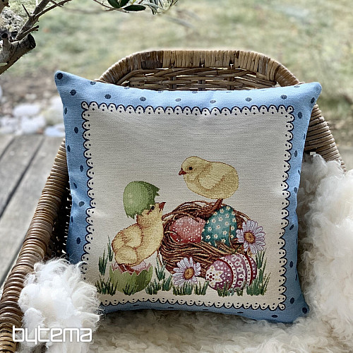Fodera per cuscino gobelin PASQUA PULCINO struttura blu