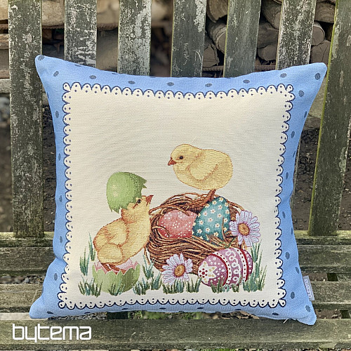 Fodera per cuscino gobelin PASQUA PULCINO struttura blu