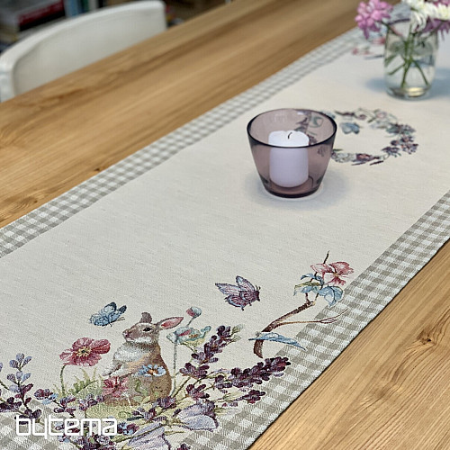 Tovaglia e sciarpa Tapestry PASQUA a quadri beige