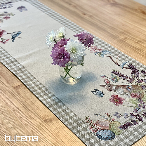 Tovaglia e sciarpa Tapestry PASQUA a quadri beige