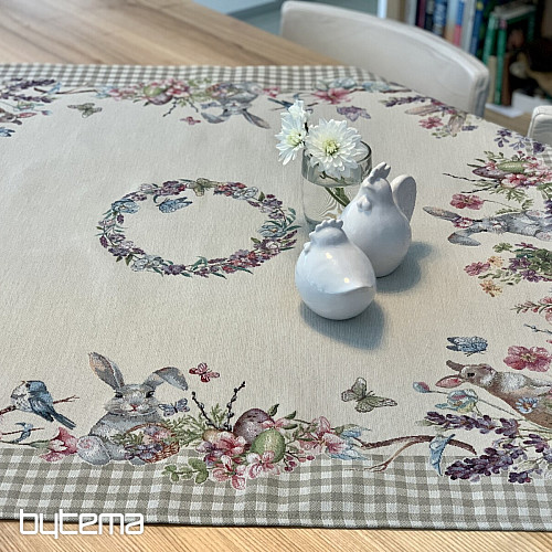 Tovaglia e sciarpa Tapestry PASQUA a quadri beige