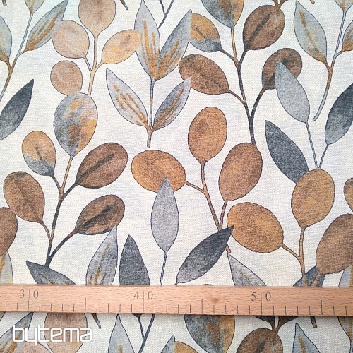 Tessuto decorativo HOJAS GRIGIO FOGLIE