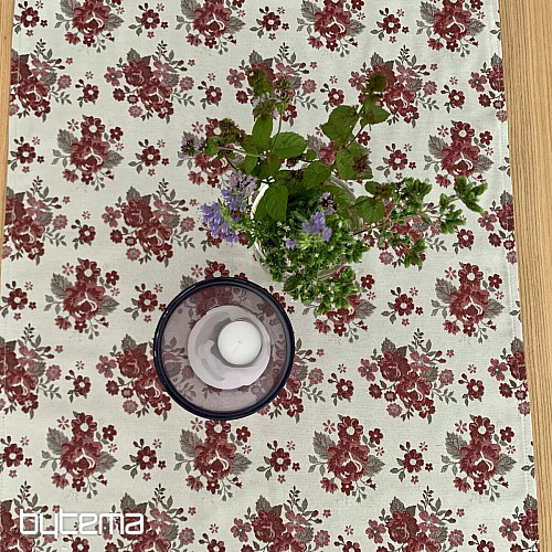 Tovaglia e scialle TOSCANA VALERY FLOWER BORDO