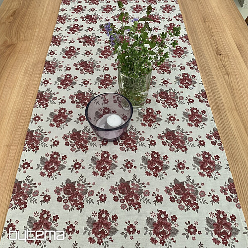 Tovaglia e scialle TOSCANA VALERY FLOWER BORDO