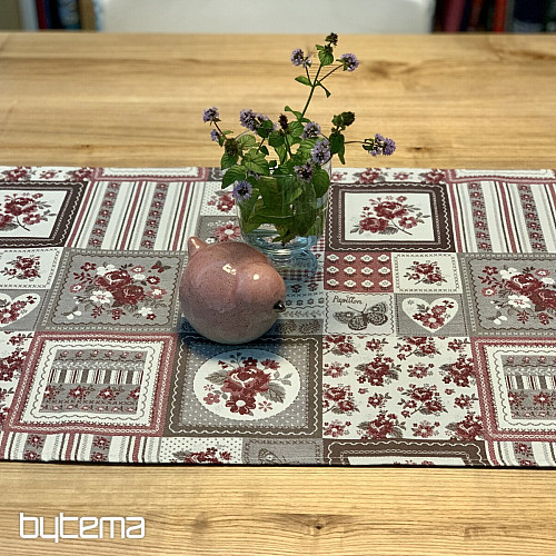 Tovaglia e scialle TOSCANA VALERY PATCHWORK bordeaux