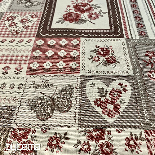 Tovaglia e scialle TOSCANA VALERY PATCHWORK bordeaux