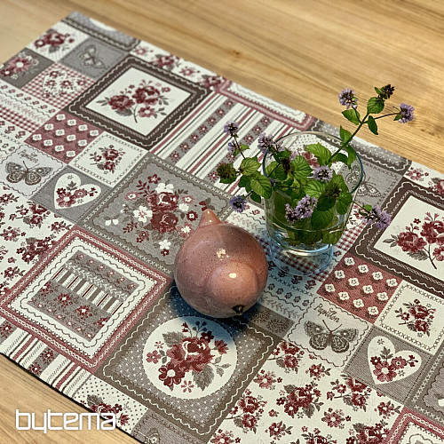 Tovaglia e scialle TOSCANA VALERY PATCHWORK bordeaux