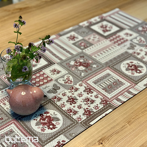 Tovaglia e scialle TOSCANA VALERY PATCHWORK bordeaux