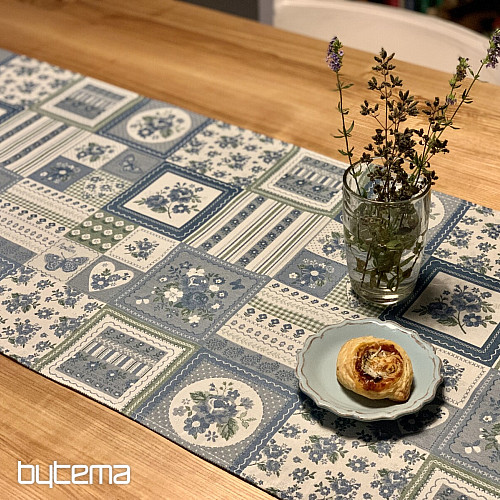 Tovaglia e scialle TOSCANA VALERIA PATCHWORK blu