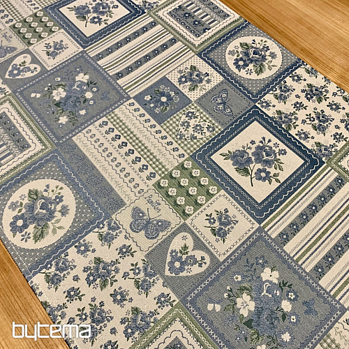 Tovaglia e scialle TOSCANA VALERIA PATCHWORK blu