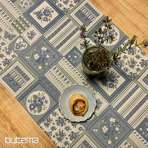 Tovaglia e scialle TOSCANA VALERIA PATCHWORK blu