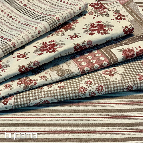 Tovaglia e sciarpa TOSCANA VALERY MULTI STRIPE bordeaux