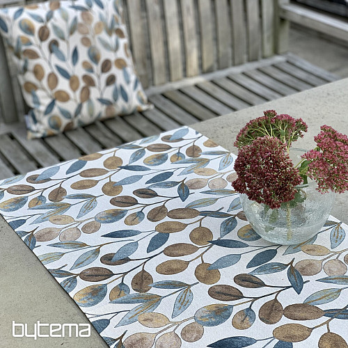 Tovaglia e sciarpa LISTY HOJAS blu