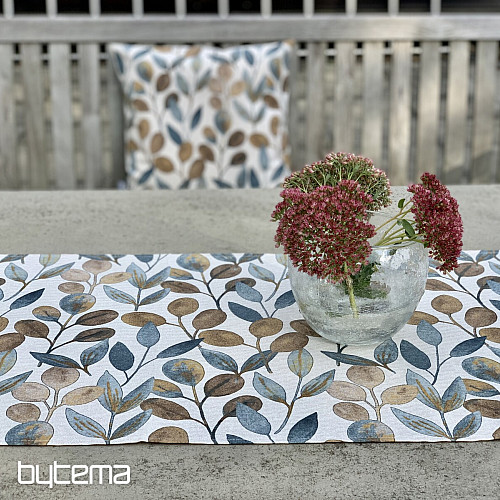 Tovaglia e sciarpa LISTY HOJAS blu