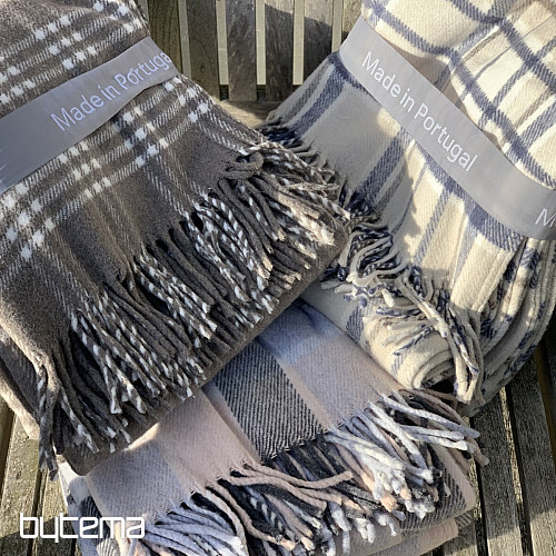 Coperta a QUADRI ROSA CHIARO GRIGIO