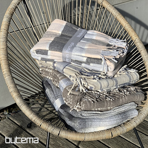 Coperta a QUADRI ROSA CHIARO GRIGIO
