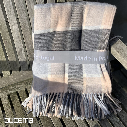 Coperta a QUADRI ROSA CHIARO GRIGIO