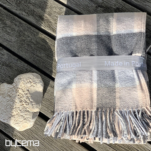 Coperta a QUADRI ROSA CHIARO GRIGIO