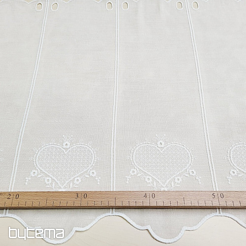 Lussuosa tenda ricamata GERSTER HEART 11807 crema
