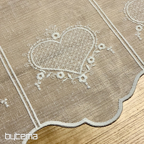 Lussuosa tenda ricamata GERSTER HEART 11807 crema