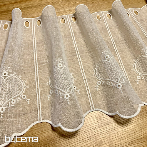 Lussuosa tenda ricamata GERSTER HEART 11807 crema