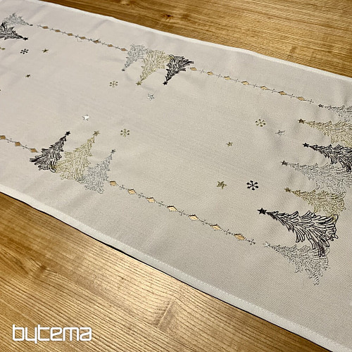 Tovaglia e scialli natalizi ricamati ALBERI IN ORO BIANCO