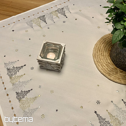 Tovaglia e scialli natalizi ricamati ALBERI IN ORO BIANCO