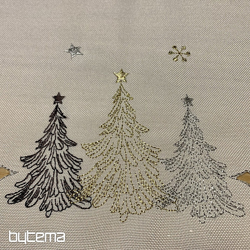 Tovaglia e scialli natalizi ricamati ALBERI IN ORO BIANCO