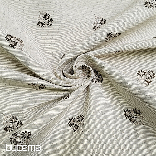 Tessuto decorativo FIORI ALPINI jacquard MARRONE