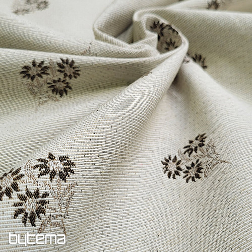 Tessuto decorativo FIORI ALPINI jacquard MARRONE