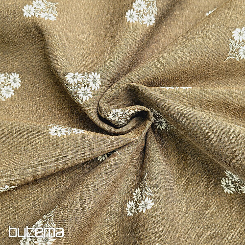 Tessuto decorativo FIORI ALPINI jacquard MARRONE