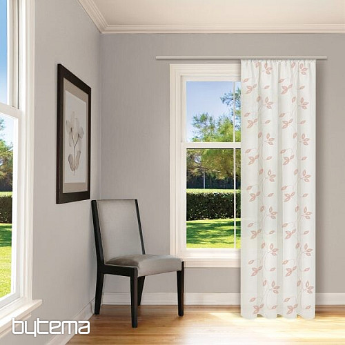 NATURA Tenda Gerster FOGLIE RICAMATE ROSA ANTICO