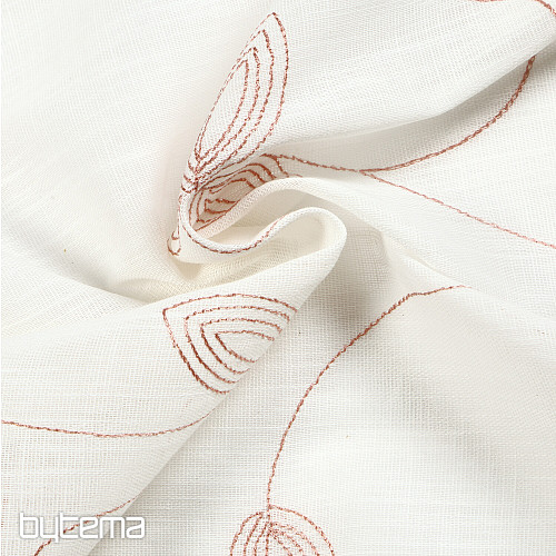NATURA Tenda Gerster FOGLIE RICAMATE ROSA ANTICO